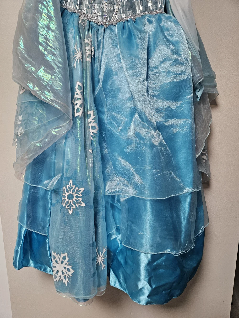 Disney Frozen Elsa Girls 7/8 Princess Costume Dress Blue Snowflake Wig Tiara